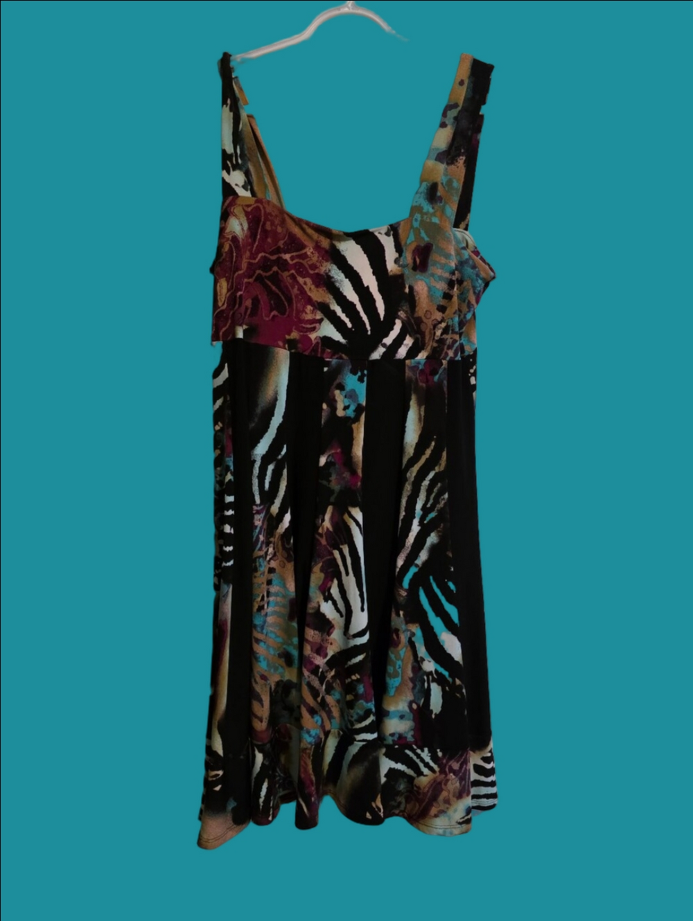 4/$67 Deal! Vintage Sleeveless Multicolor Zebra-Print Dress